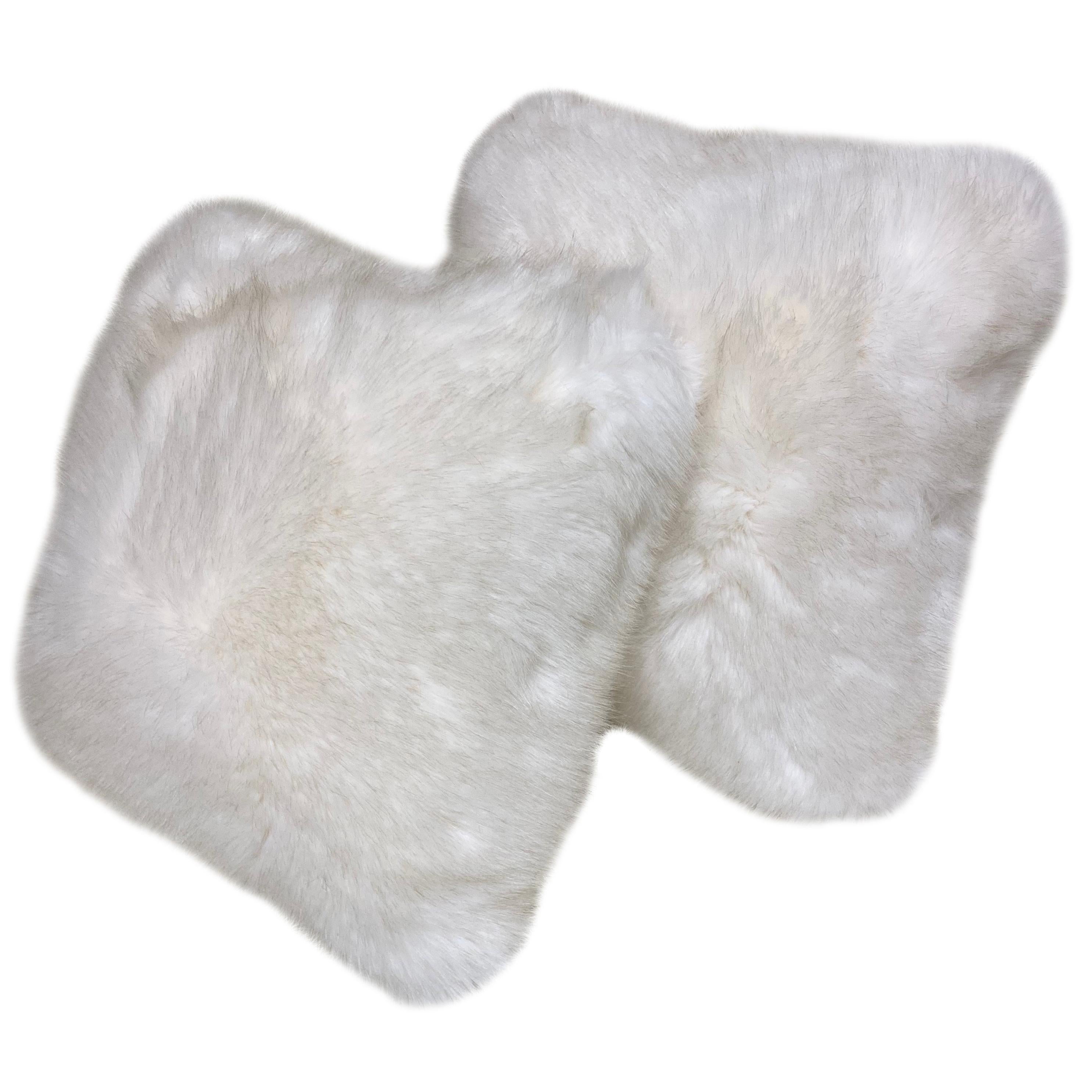 Pair of Simulated "Polar Bear" Fur Cushions For Sale