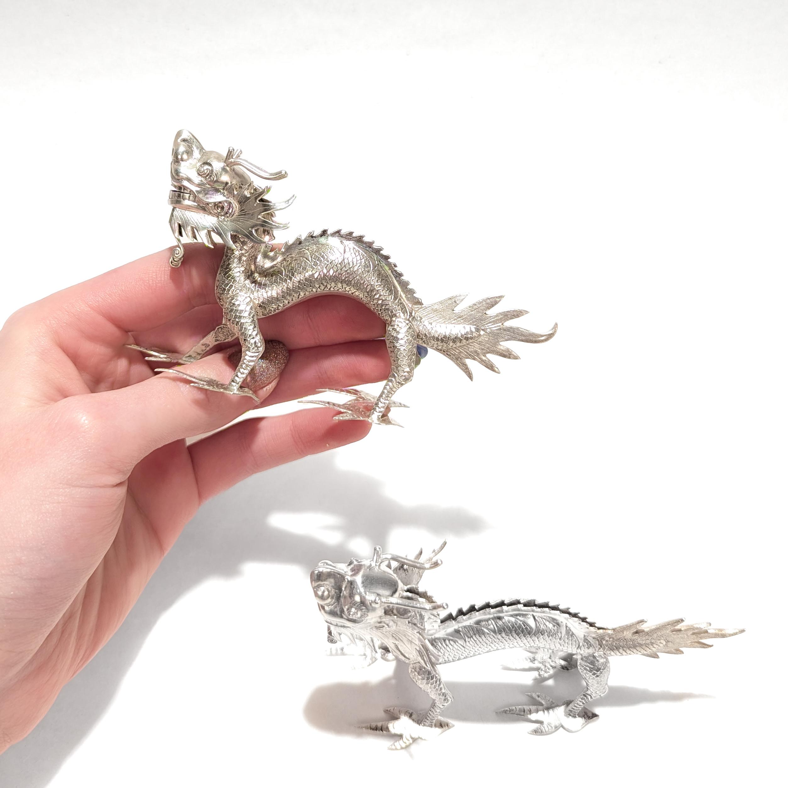 Exportation chinoise Paire de porte-cartes de visite ou de carte d'affaires en argent d'exportation chinoise Sing Fat en vente