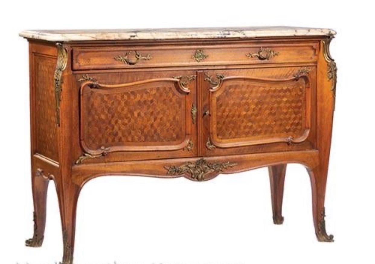 Louis XV Pair of Singed Linke Bronze Mounted Parquetry Commodes, Francois Linke, Paris FR For Sale