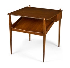 Pair of Singer & Sons Walnut Magazine Shelf End / Side Tables