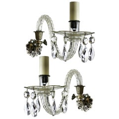 Pair of Single-Arm Cut Glass Sconces