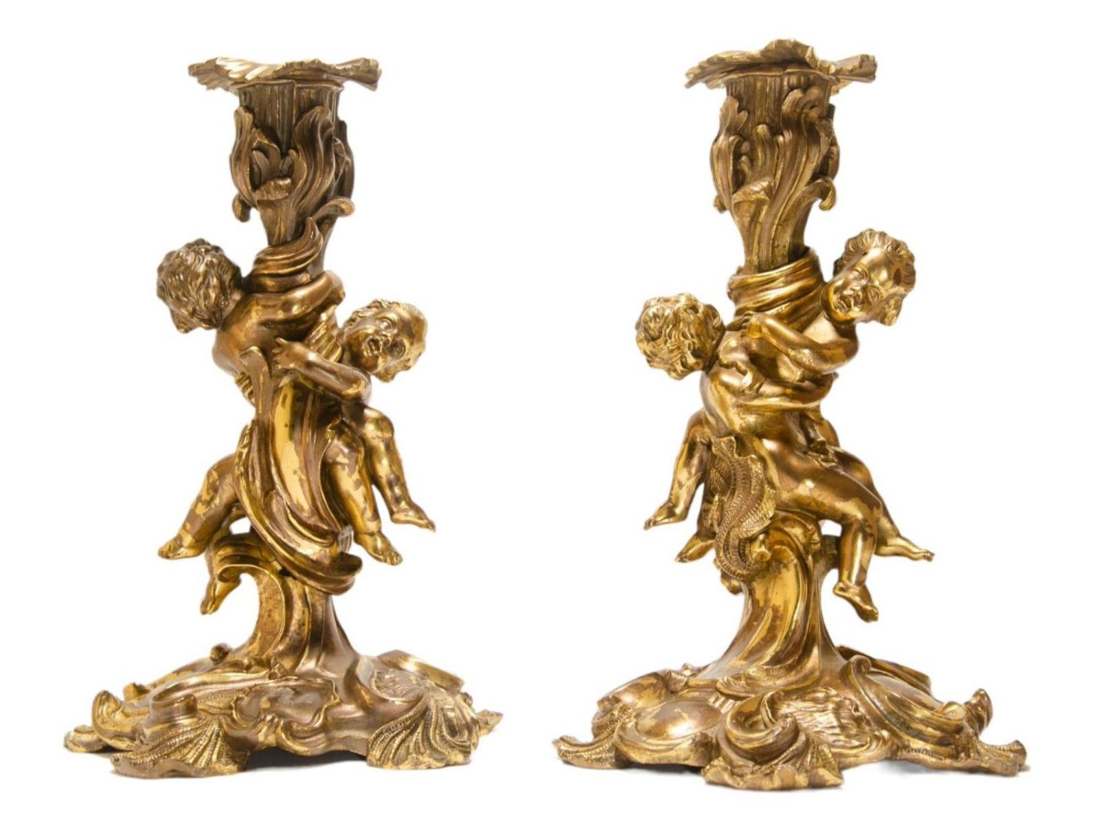 Italian Pair of Single-Candle Candlesticks Rome- Italy 19th Century For Sale