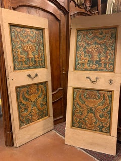 Pair of Single Lacquered and Painted Interior Doors, 18th Century Italy