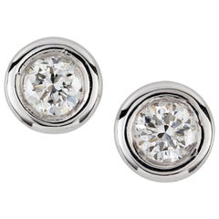 Pair of Single Stone Diamond Stud Earrings