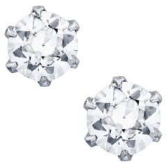 Pair of Single Stone Diamond Stud Earrings