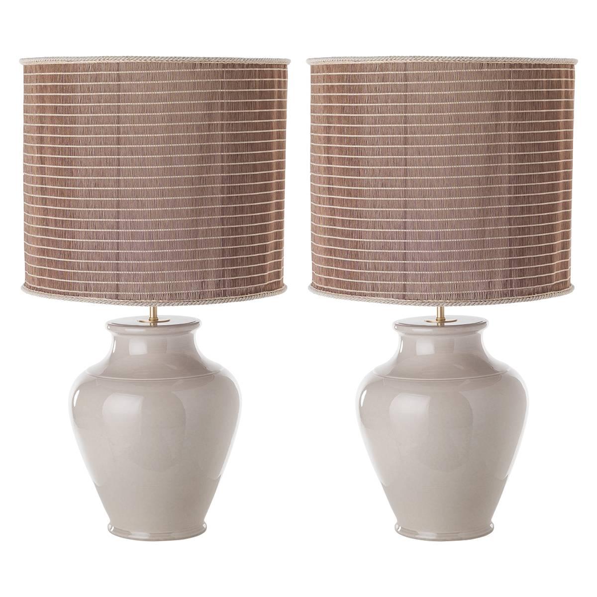 Pair of Sinuous and Shaped Ceramic Table Lamps For Sale