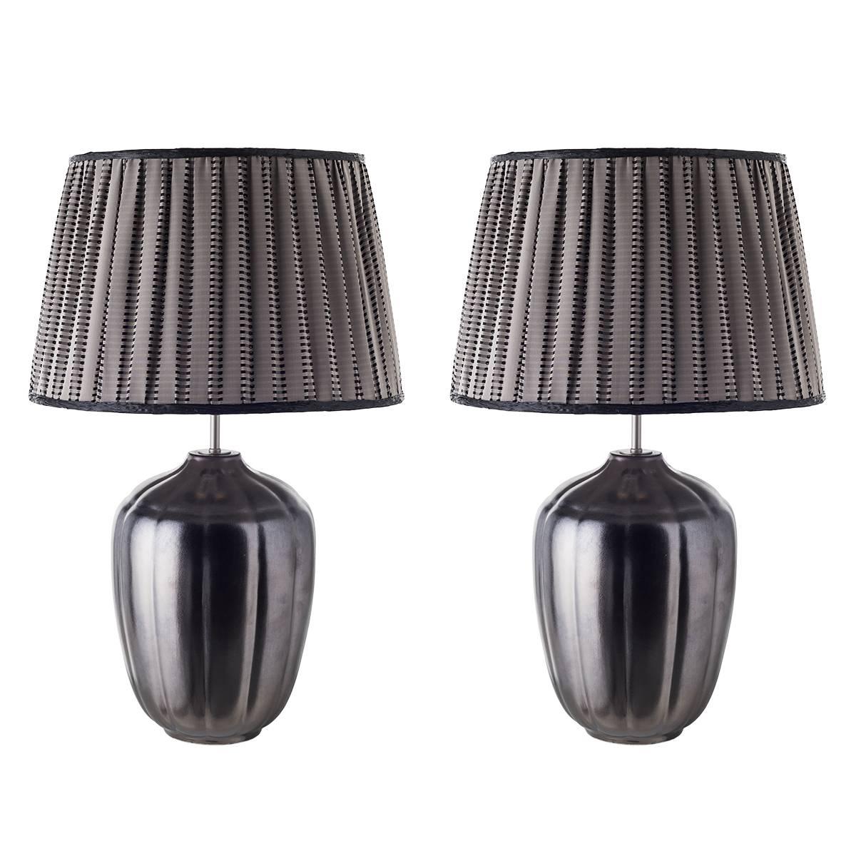 Pair of Sinuous Ceramic Table Lamps For Sale