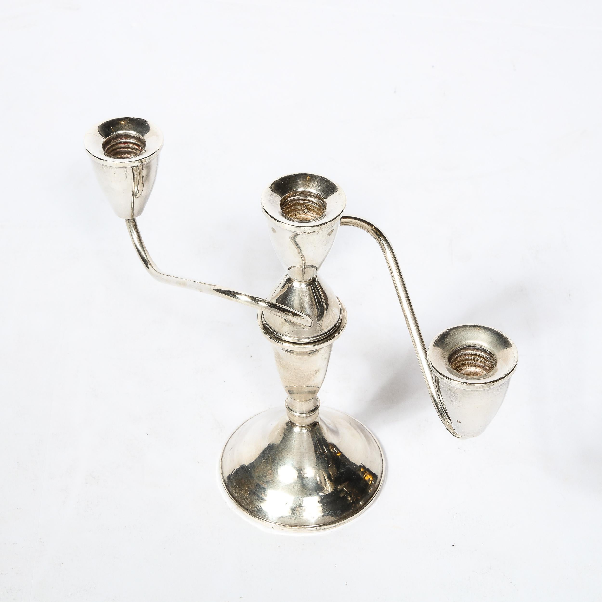 Pair of Sinuous Mid Century Sterling Candelabras by Duchin Creations 2