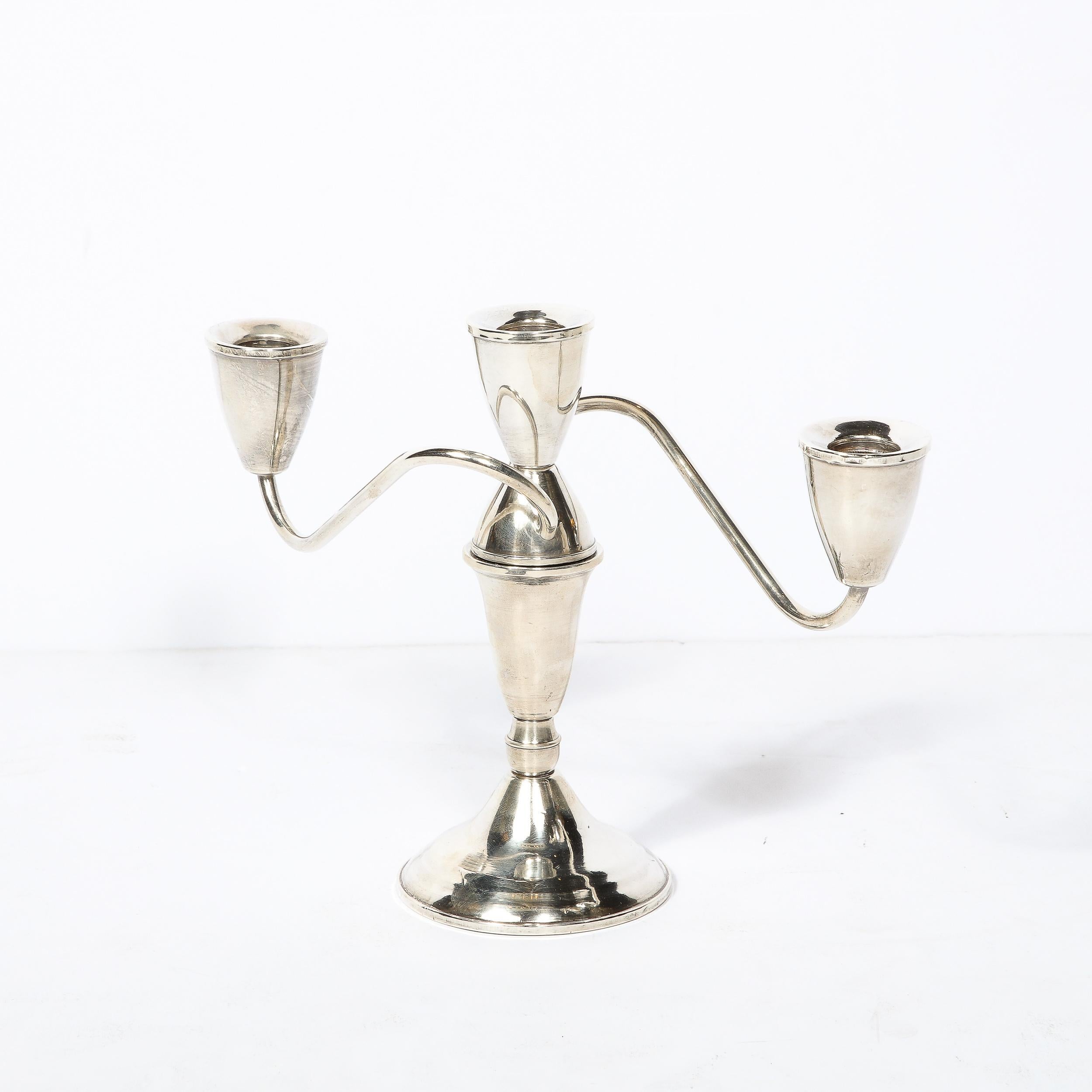 Mid-Century Modern Pair of Sinuous Mid Century Sterling Candelabras by Duchin Creations For Sale