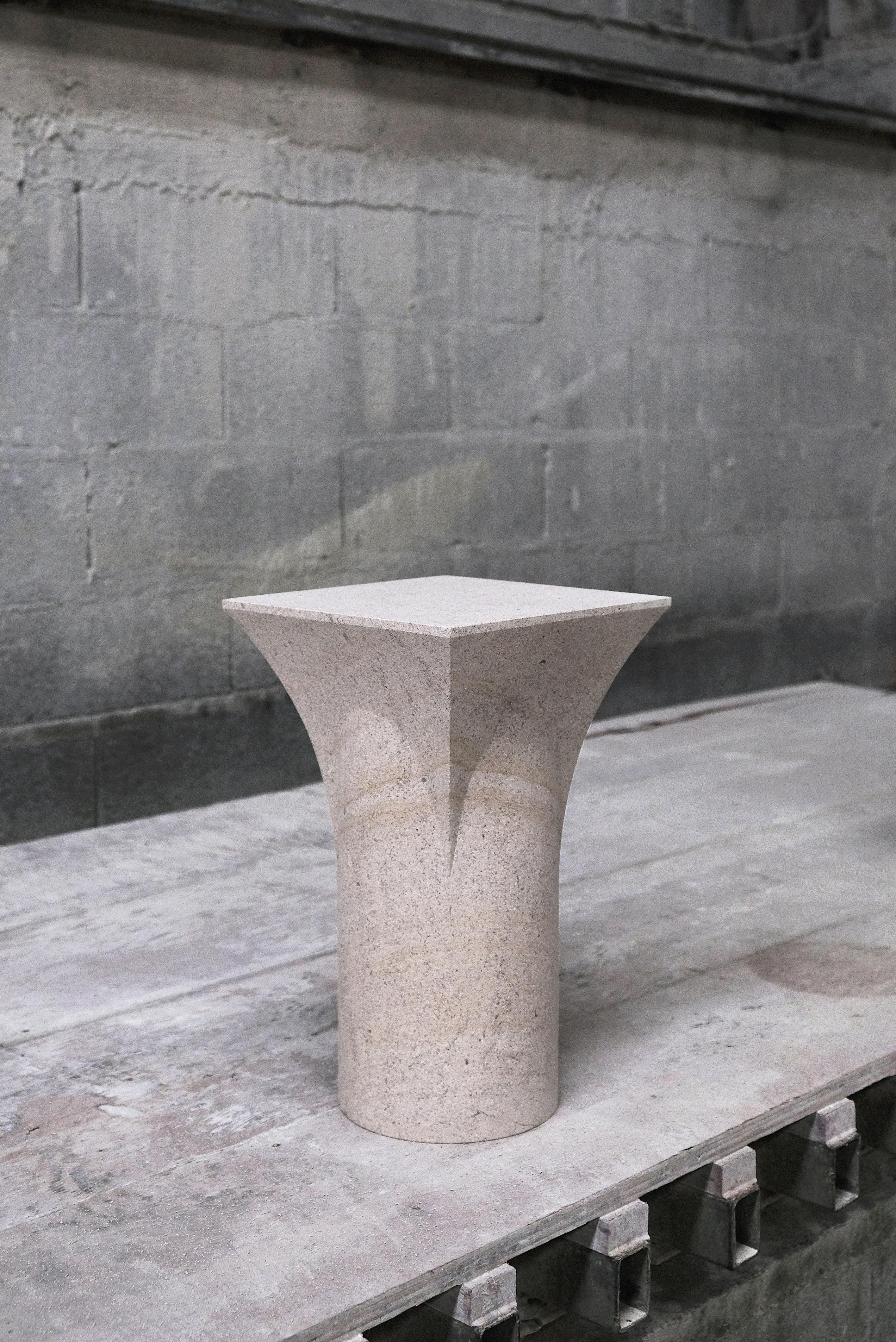 Modern Pair of Sireul Stone Side Tables, Frederic Saulou