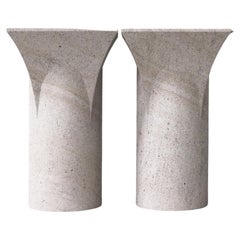 Pair of Sireul Stone Side Tables, Frederic Saulou