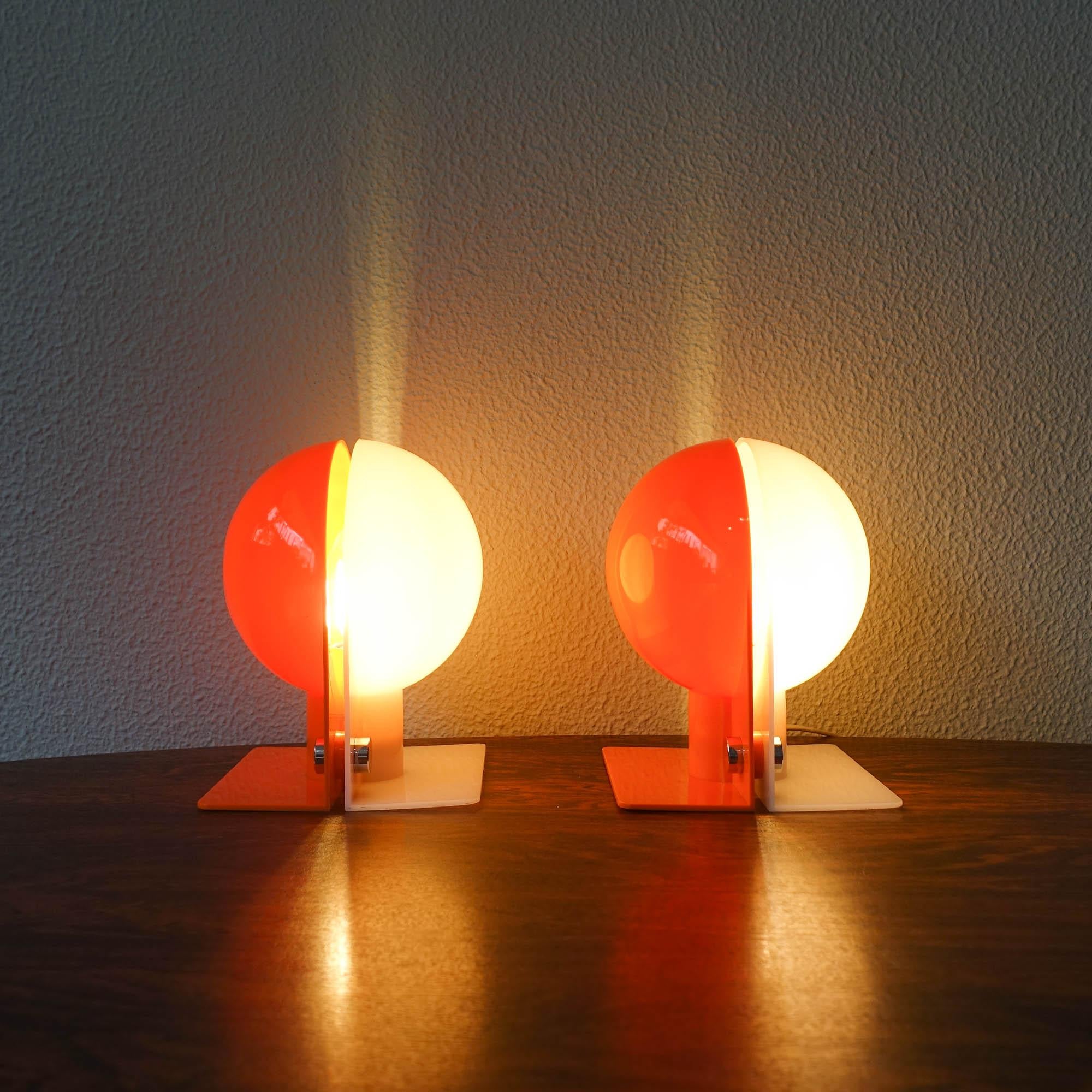 Pair of Sirio Table Lamps by Sergio Brazzoli & Emmano Lampa for Harvey Guzzini In Good Condition In Lisboa, PT
