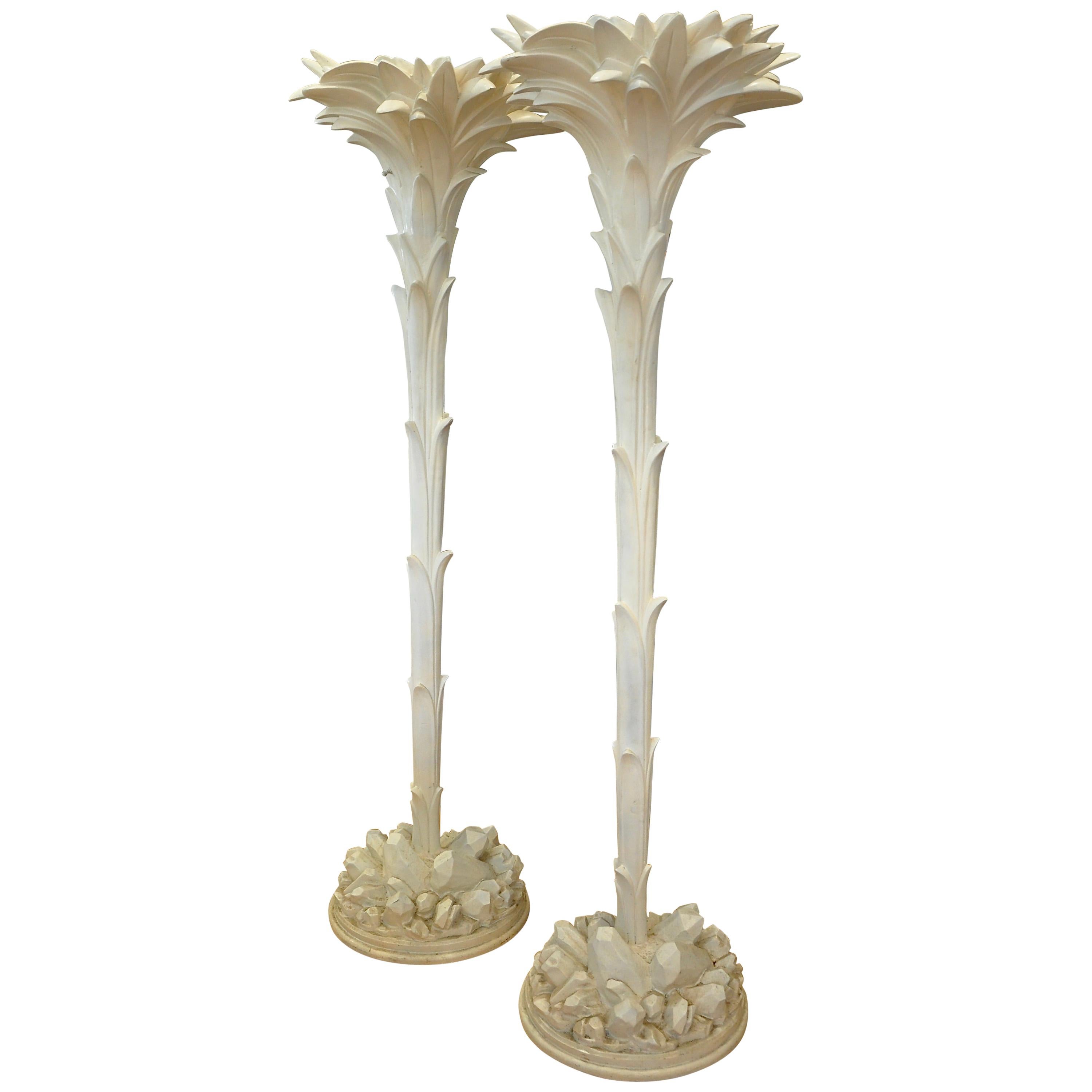 Pair of Sirmos Palm Tree Torchieres in the Manner of Serge Roche