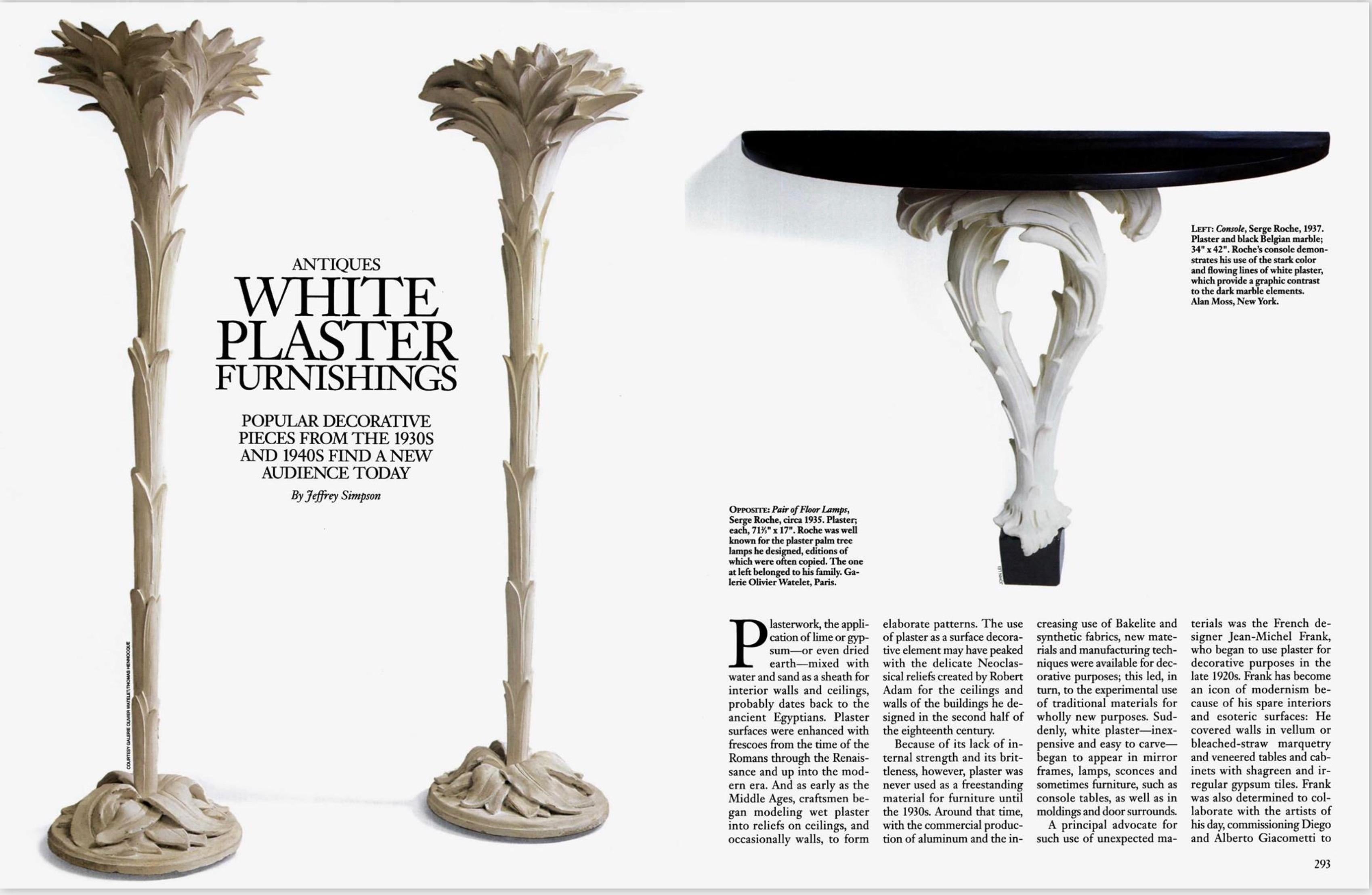 Pair of Sirmos Plaster Palm Torchieres After Serge Roche 4