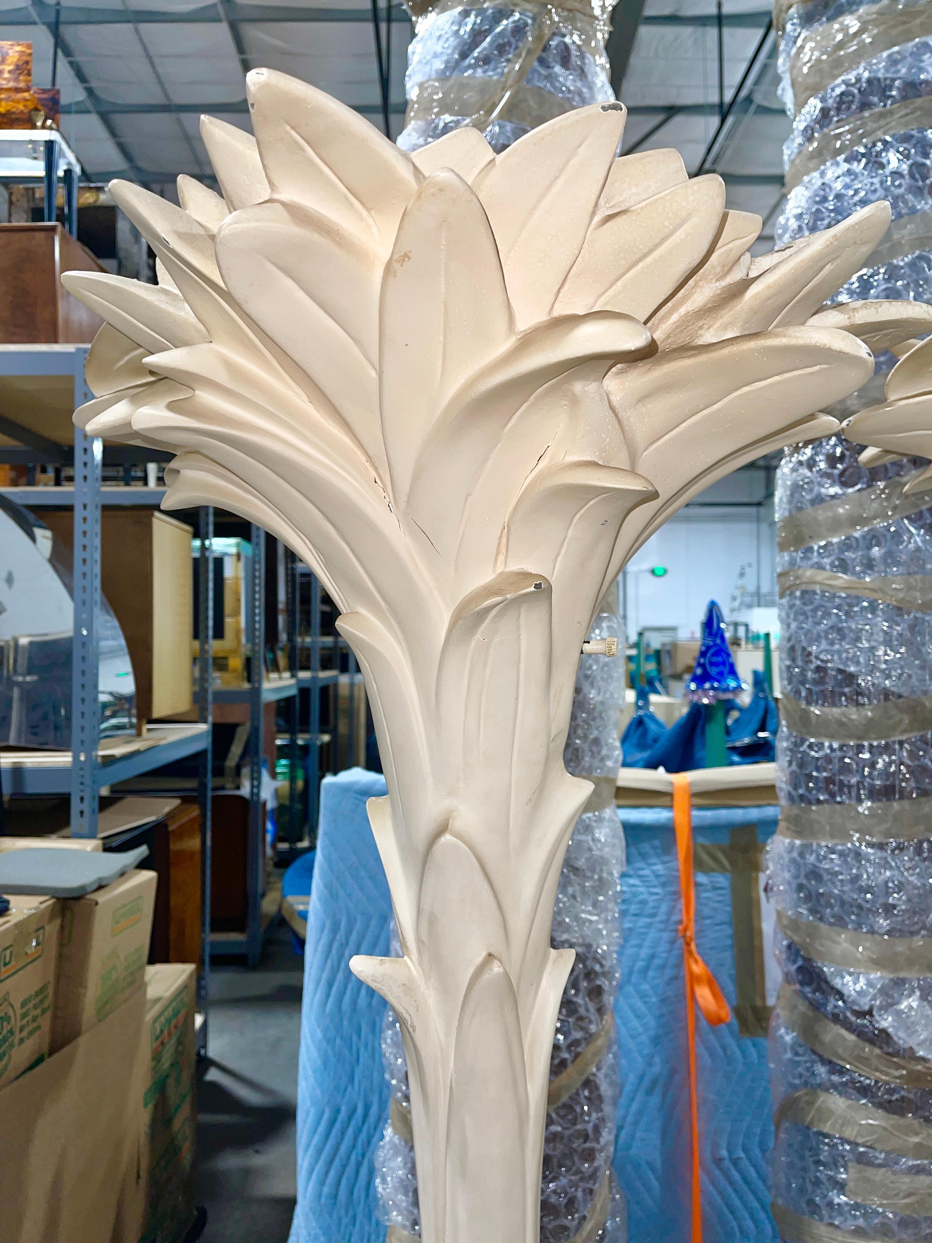 Pair of Sirmos Plaster Palm Torchieres After Serge Roche 8