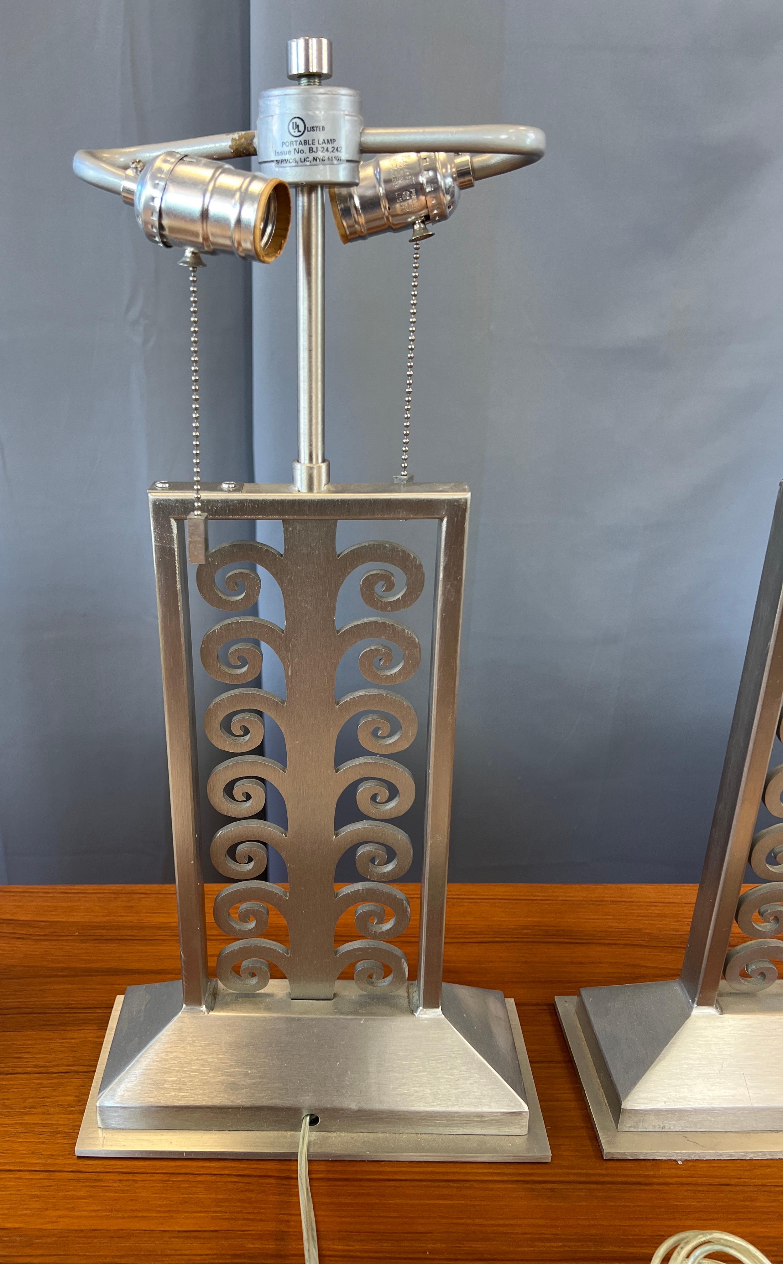 Pair of Sirmos Table Lamps in Brushed Stainless Steel 2