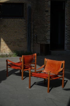 Pair of Sirocco Chairs in Rosewood & Red Leather, Arne Norell, Ab Aneby, 1960s