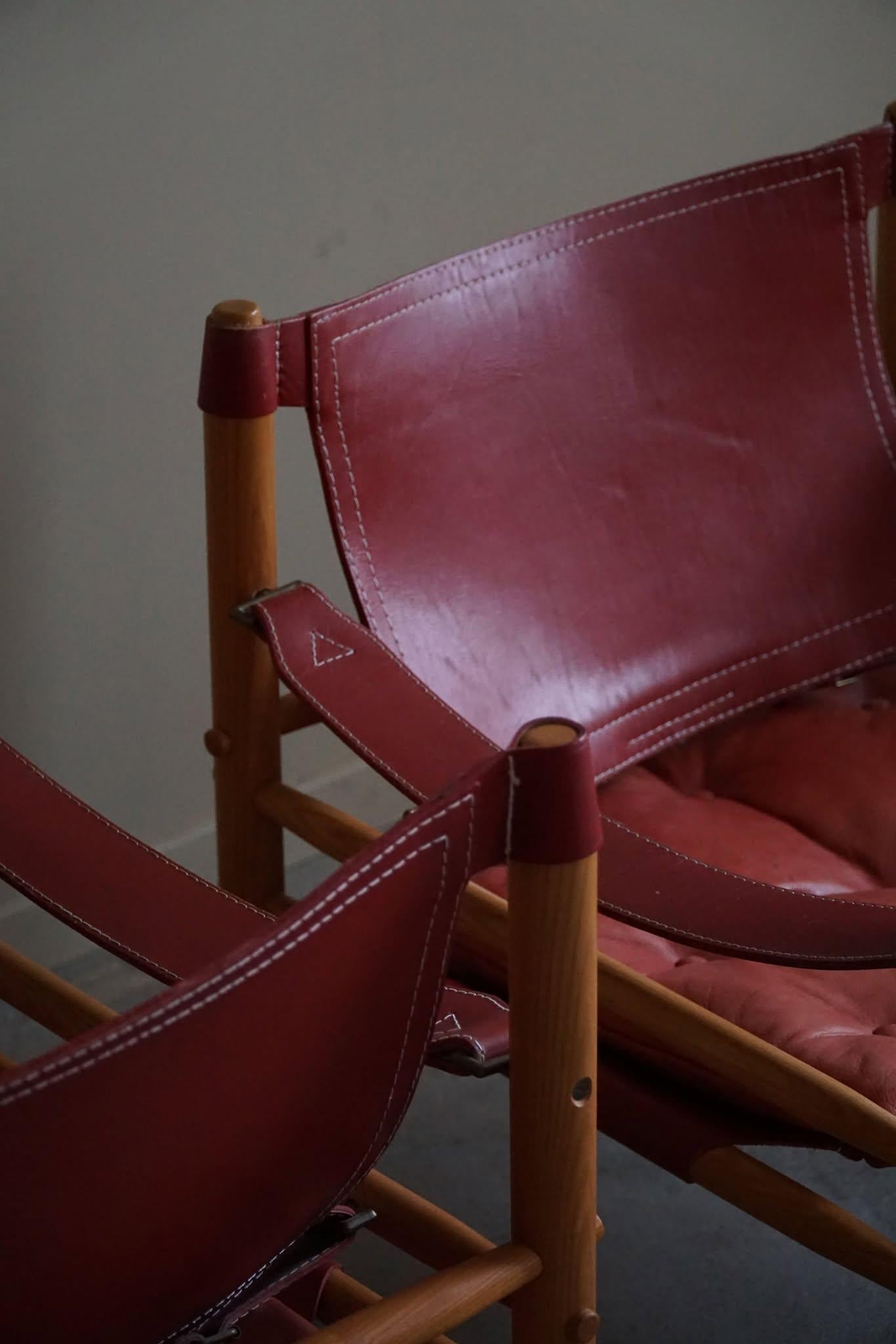 Pair of Sirocco Lounge Chairs in Ash & Leather, Arne Norell, Ab Aneby, 1960s 3