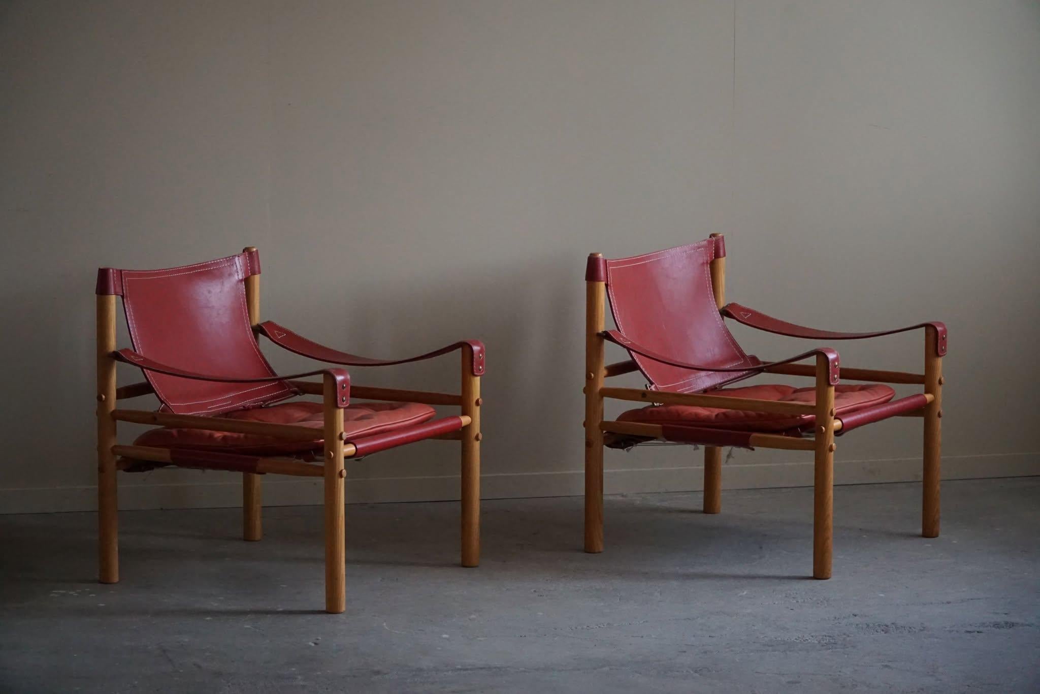 Pair of Sirocco Lounge Chairs in Ash & Leather, Arne Norell, Ab Aneby, 1960s 7