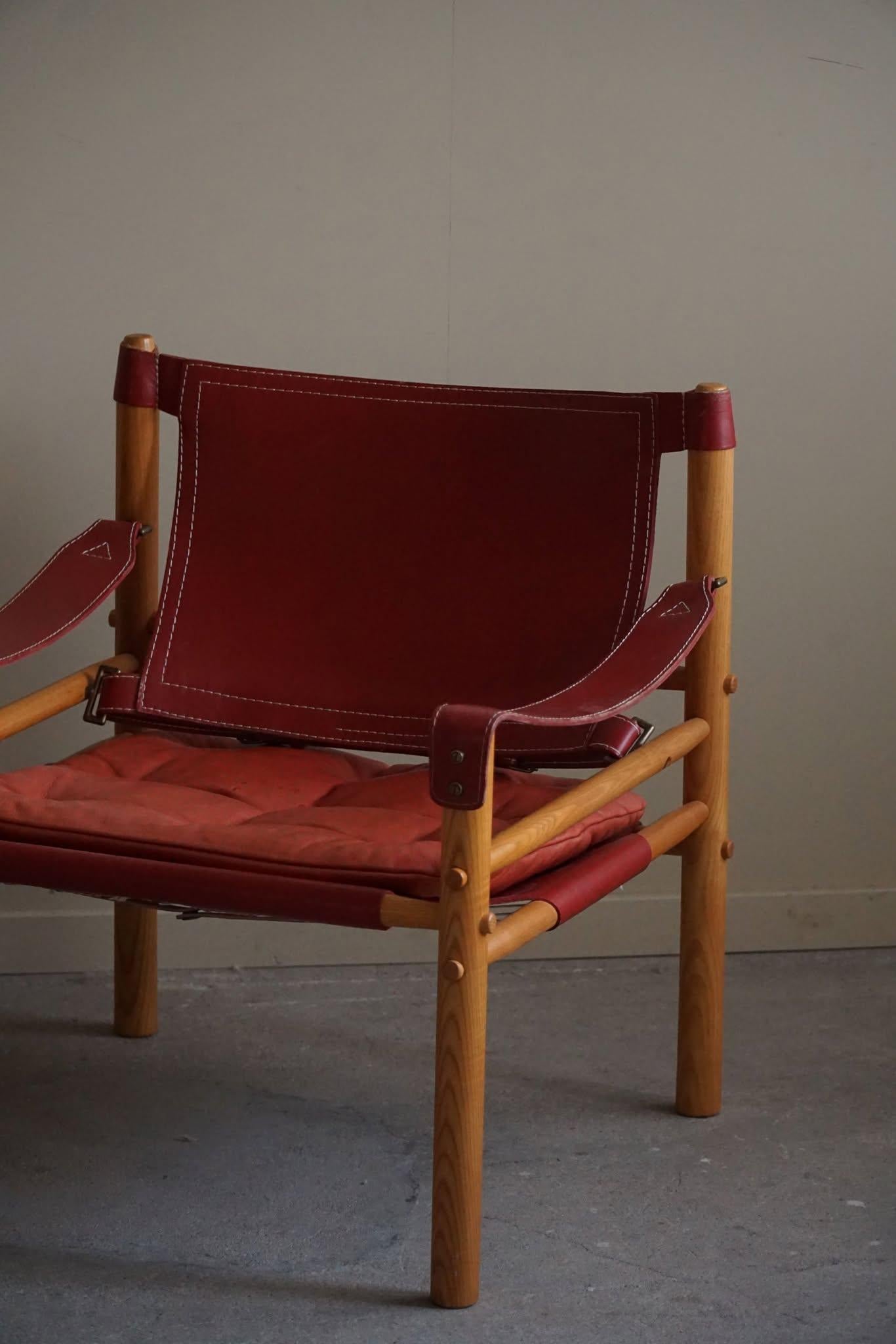 Pair of Sirocco Lounge Chairs in Ash & Leather, Arne Norell, Ab Aneby, 1960s 8