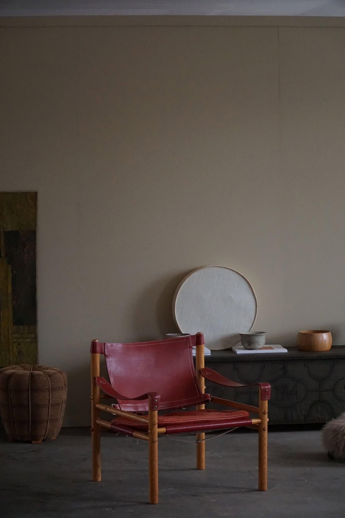 Mid-Century Modern Pair of Sirocco Lounge Chairs in Ash & Leather, Arne Norell, Ab Aneby, 1960s