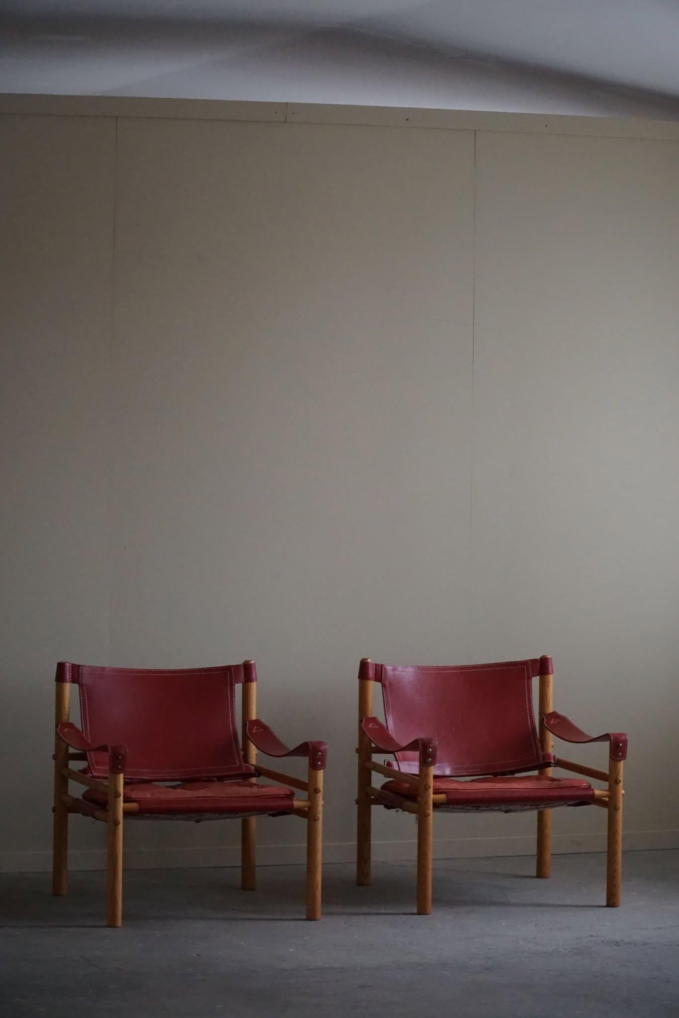 20th Century Pair of Sirocco Lounge Chairs in Ash & Leather, Arne Norell, Ab Aneby, 1960s