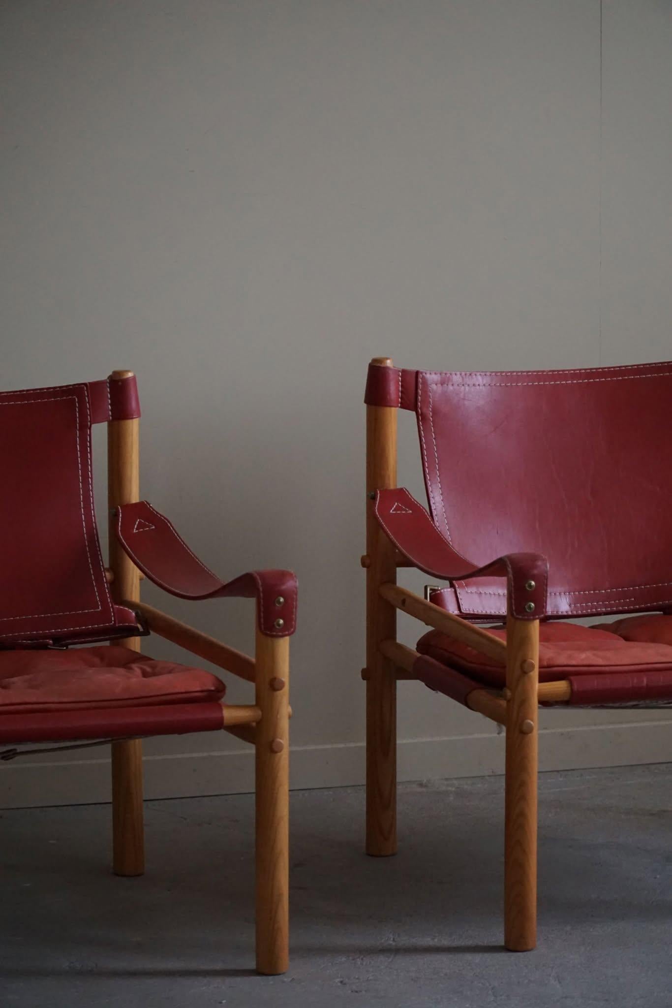 Pair of Sirocco Lounge Chairs in Ash & Leather, Arne Norell, Ab Aneby, 1960s 1