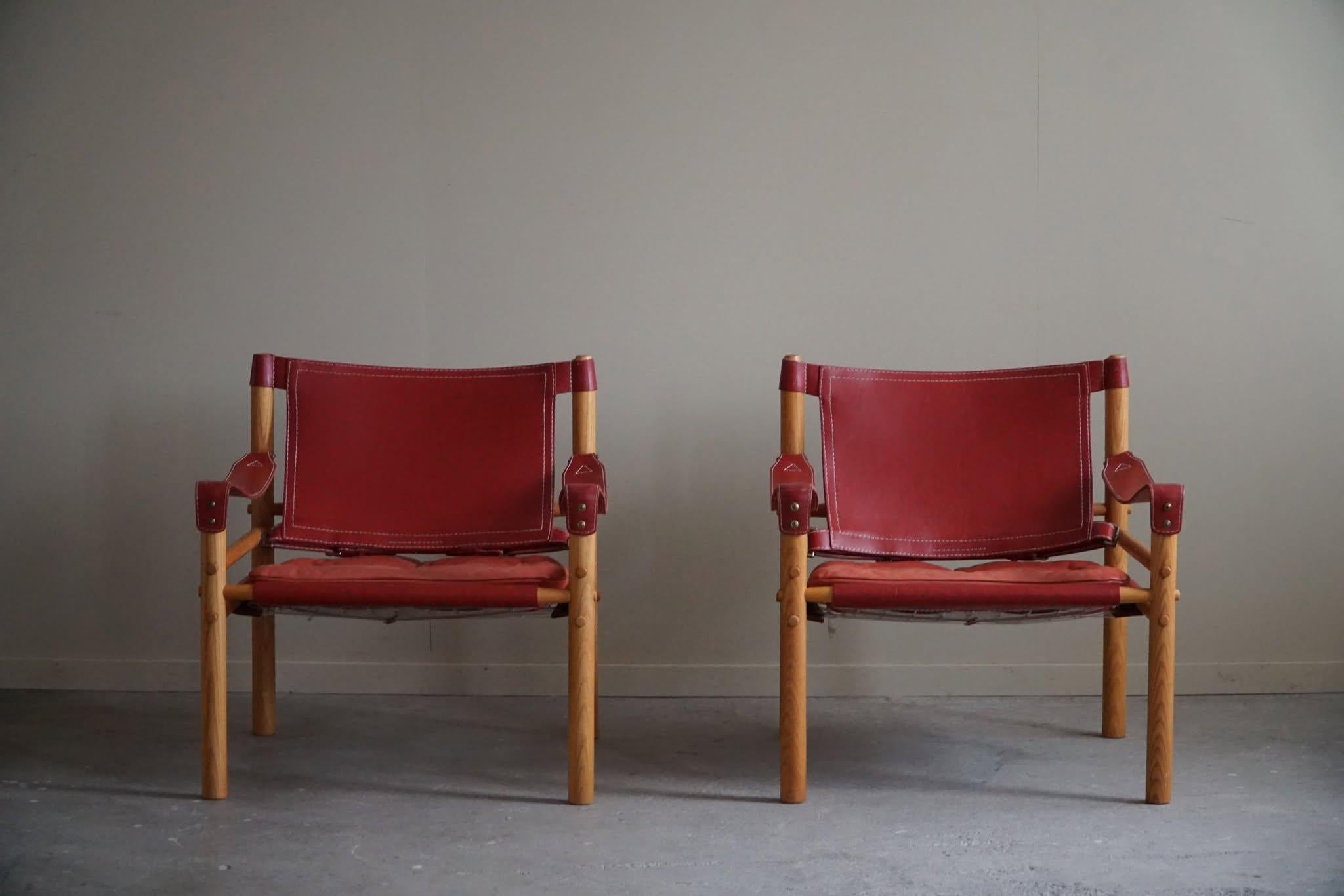 Pair of Sirocco Lounge Chairs in Ash & Leather, Arne Norell, Ab Aneby, 1960s 2