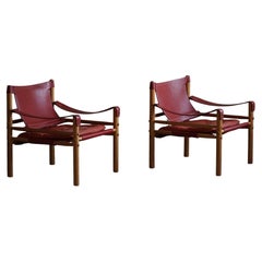 Pair of Sirocco Lounge Chairs in Ash & Leather, Arne Norell, Ab Aneby, 1960s