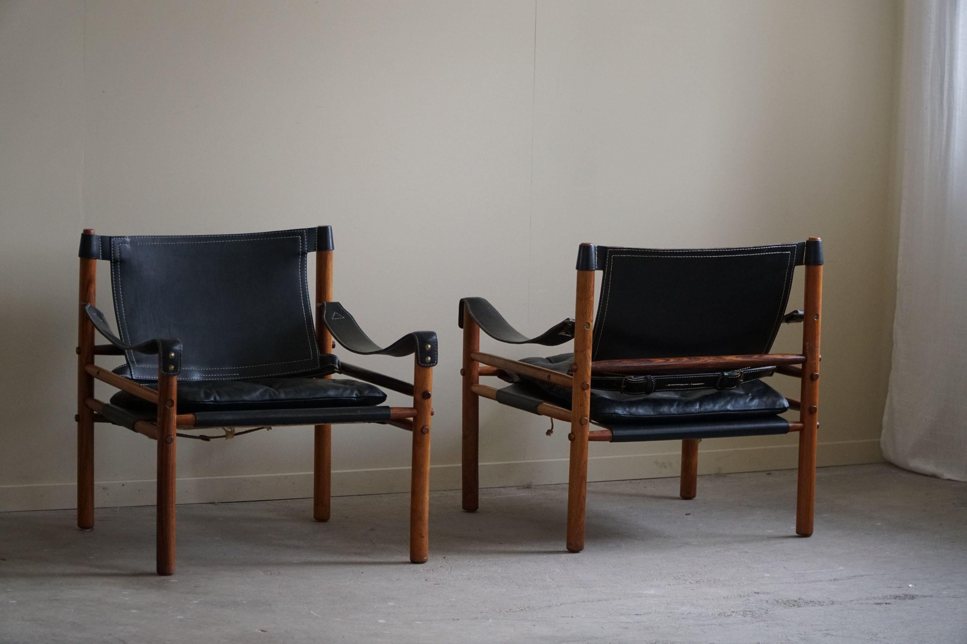 Pair of Sirocco Lounge Chairs in Rosewood, Arne Norell, Ab Aneby, 1960s In Good Condition For Sale In Odense, DK