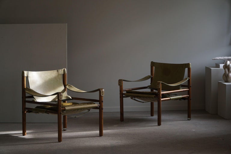 Pair of Sirocco Safari Chairs, Made by Arne Norell AB in Aneby, Sweden, 1960s 2