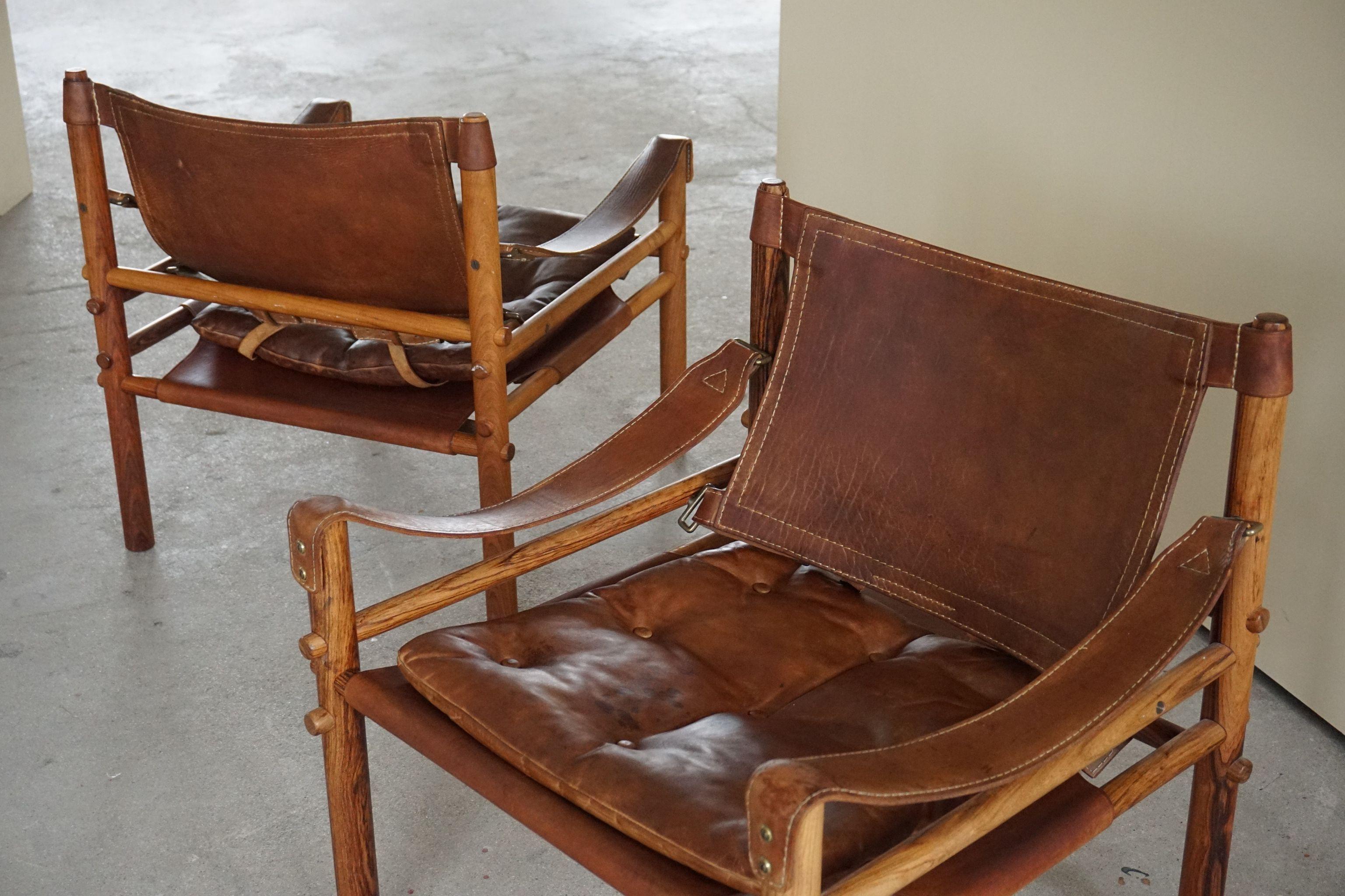 Pair of Sirocco Safari Chairs, Made by Arne Norell AB in Aneby Sweden, 1960s 5