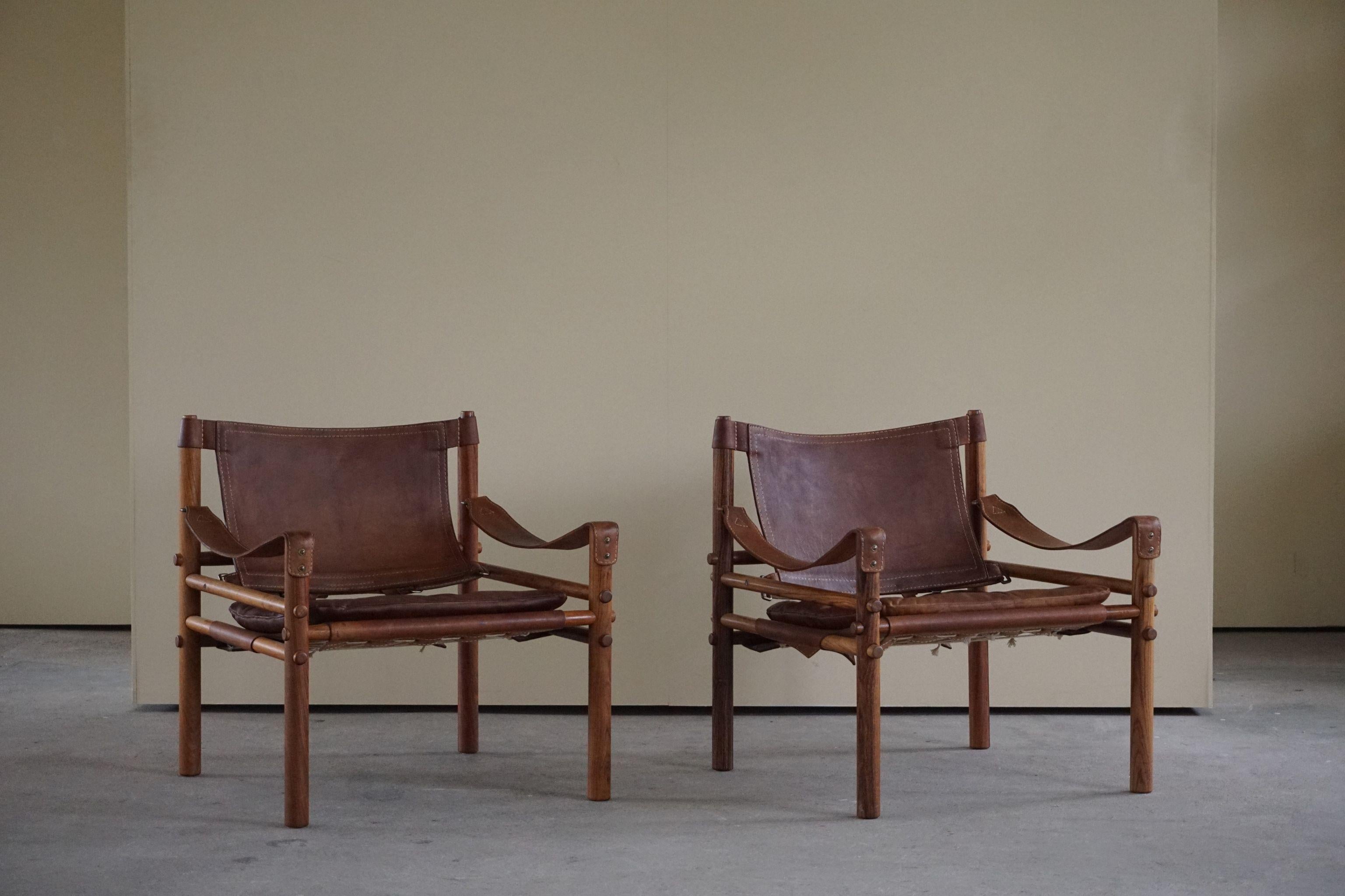Pair of Sirocco Safari Chairs, Made by Arne Norell AB in Aneby Sweden, 1960s 7