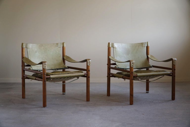 Pair of Sirocco Safari Chairs, Made by Arne Norell AB in Aneby, Sweden, 1960s 9