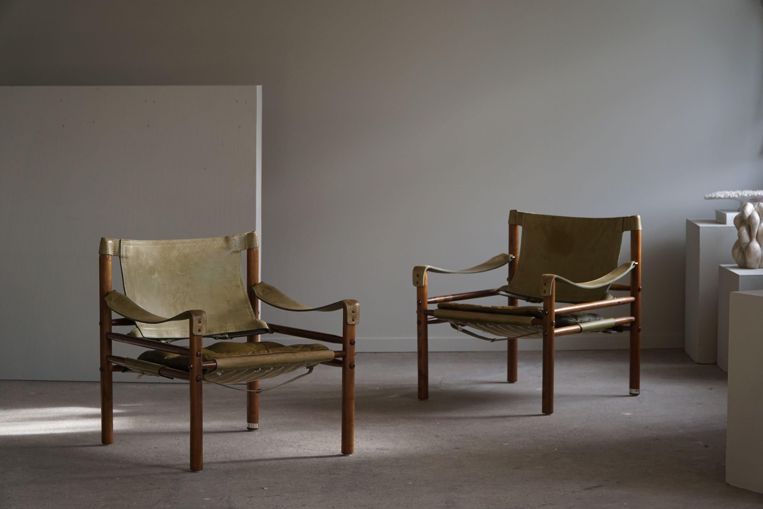 20th Century Pair of Sirocco Safari Chairs, Made by Arne Norell AB in Aneby, Sweden, 1960s