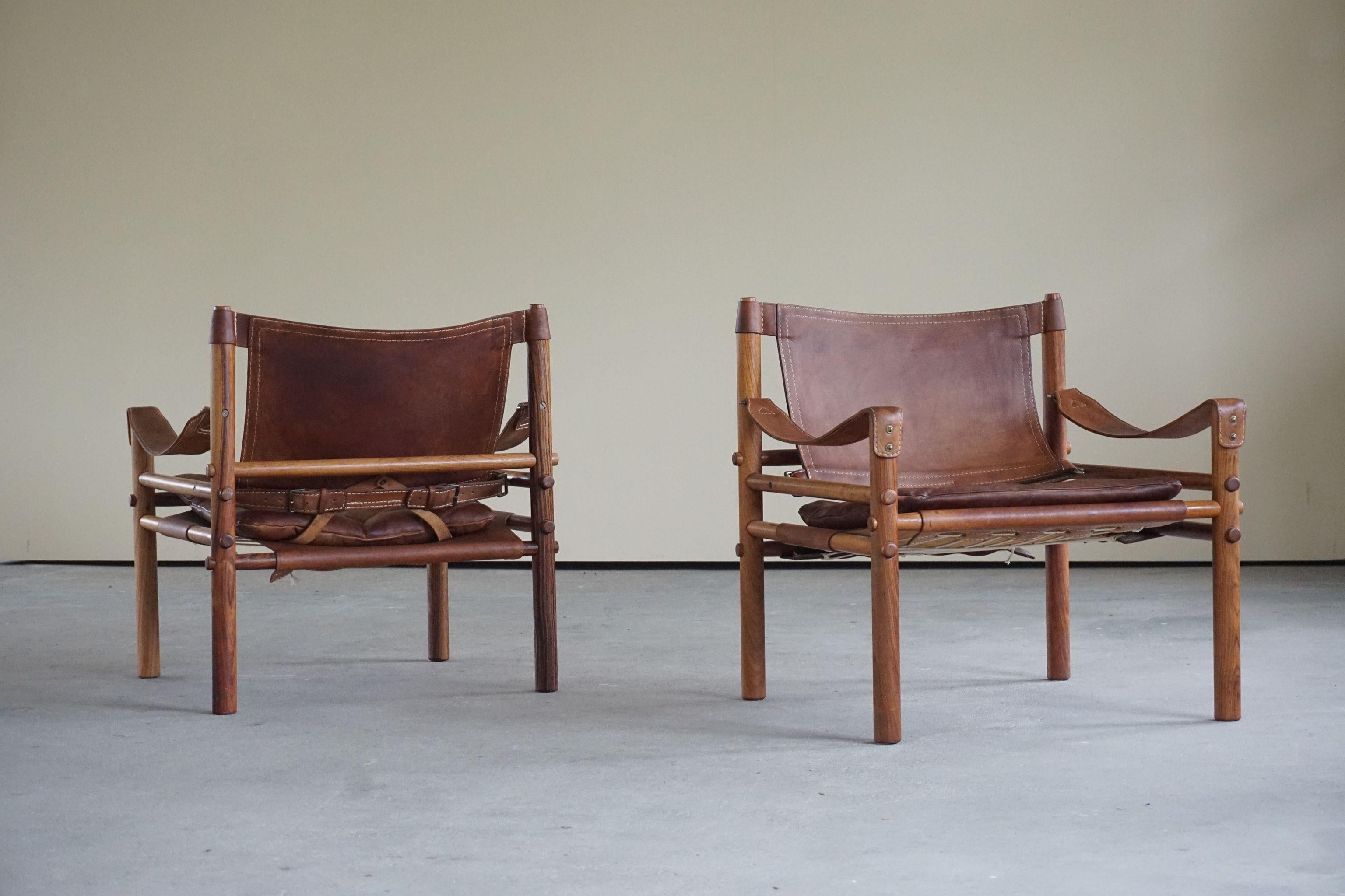 Pair of Sirocco Safari Chairs, Made by Arne Norell AB in Aneby Sweden, 1960s 1