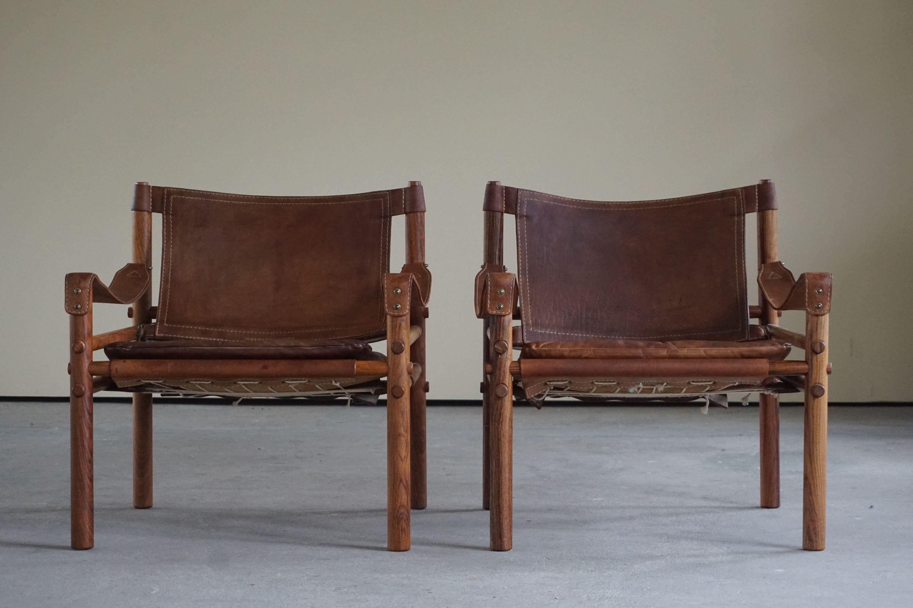 Pair of Sirocco Safari Chairs, Made by Arne Norell AB in Aneby Sweden, 1960s 2