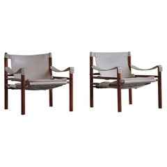 Pair of Sirocco Safari Chairs, Made by Arne Norell AB in Aneby, Sweden, 1960s