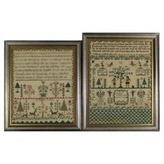 Used Pair of Sister Samplers, 1810, Priscella and H Trokes