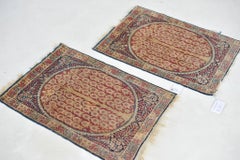 Pair of Sister Weeping Willow Tree of Life Antique Kerman Lavar Rug Mats