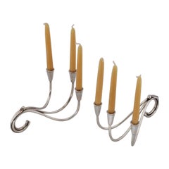 Pair of Siver Plated Danish Candleholders, 1950