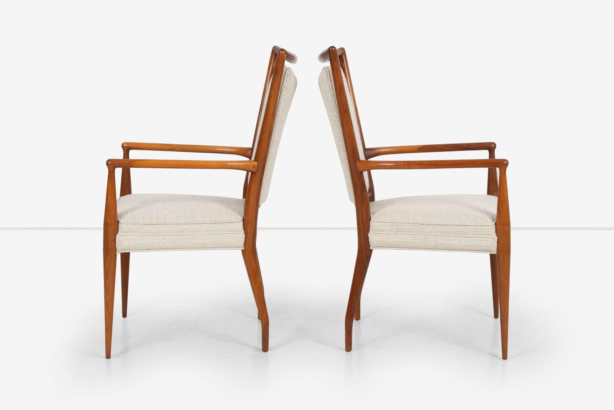 Appliqué Pair of Six Dining Chairs by J. Stuart Clingman for Widdicomb For Sale