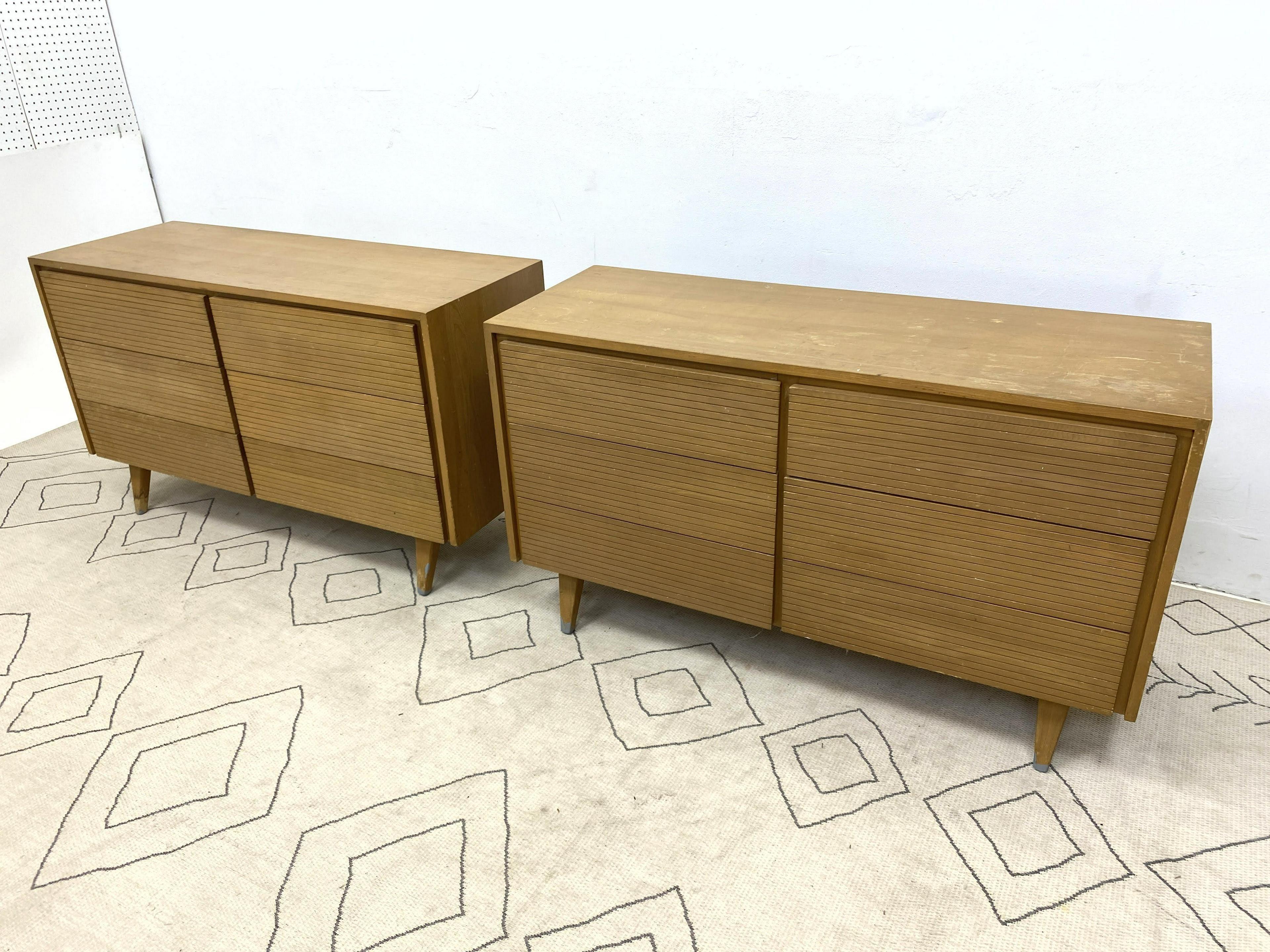 Pair of Six-Drawer Mid-Century Modern Commodes, Chests or Dresser 3