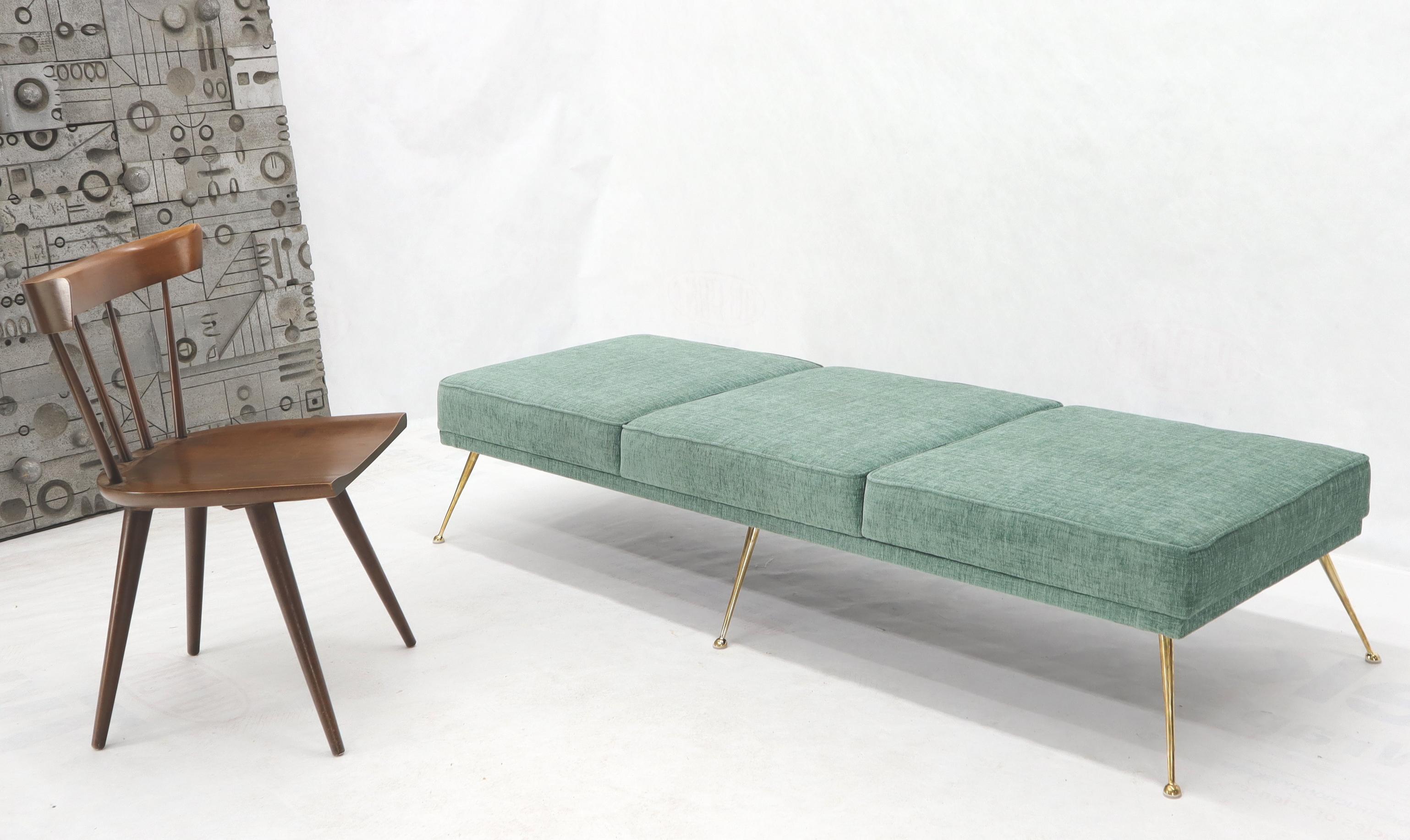Pair of Six-Legged Brass Feet Italian Daybeds on Brass Feet For Sale 6