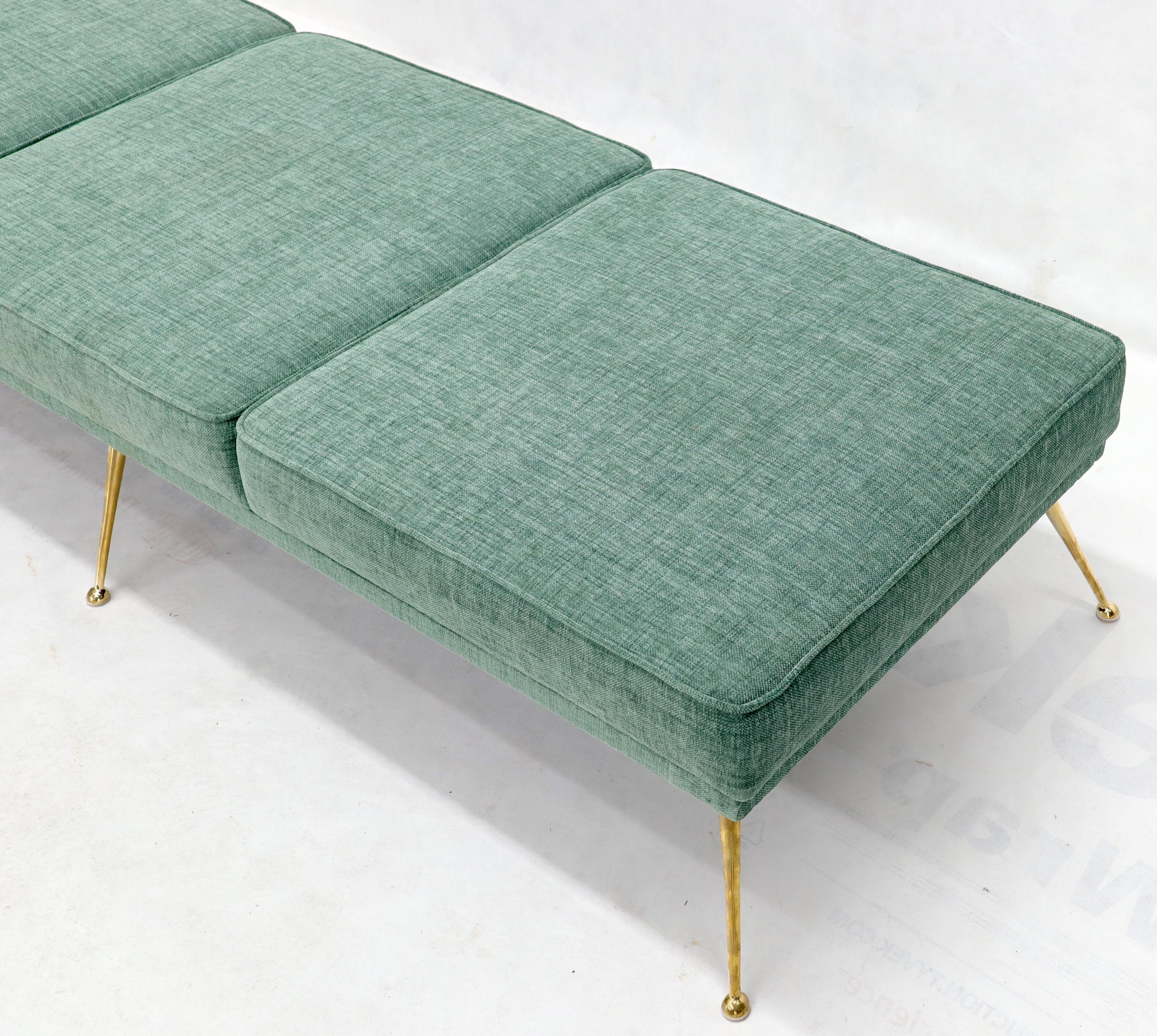 Pair of Six-Legged Brass Feet Italian Daybeds on Brass Feet For Sale 1