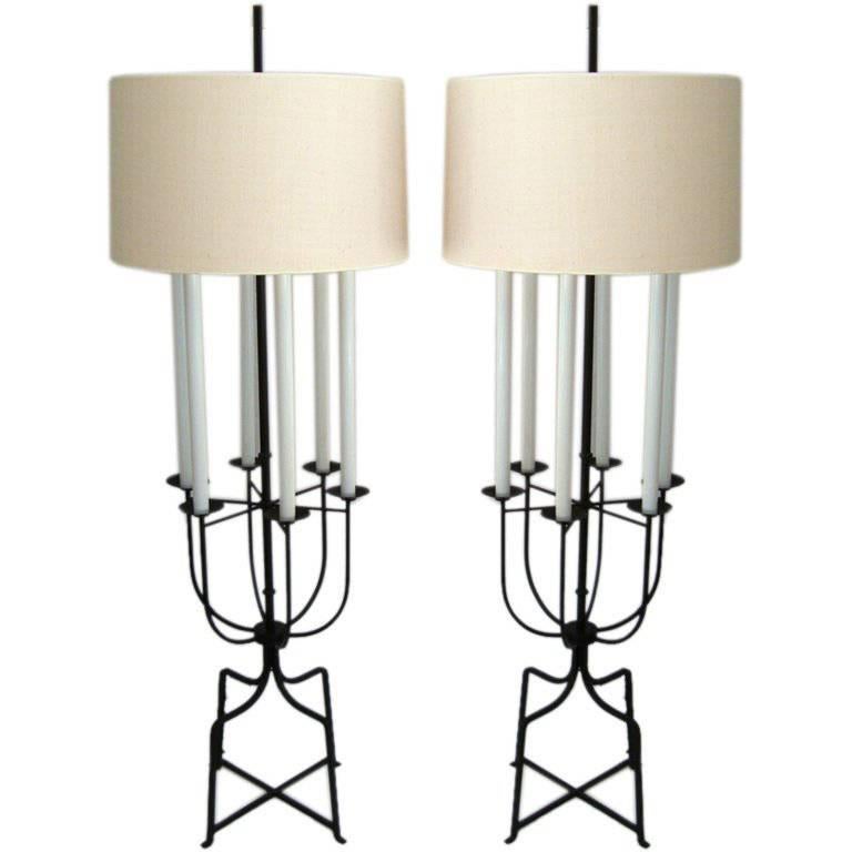 Pair of Six-Light Floor Lamps by Tommi Parzinger
