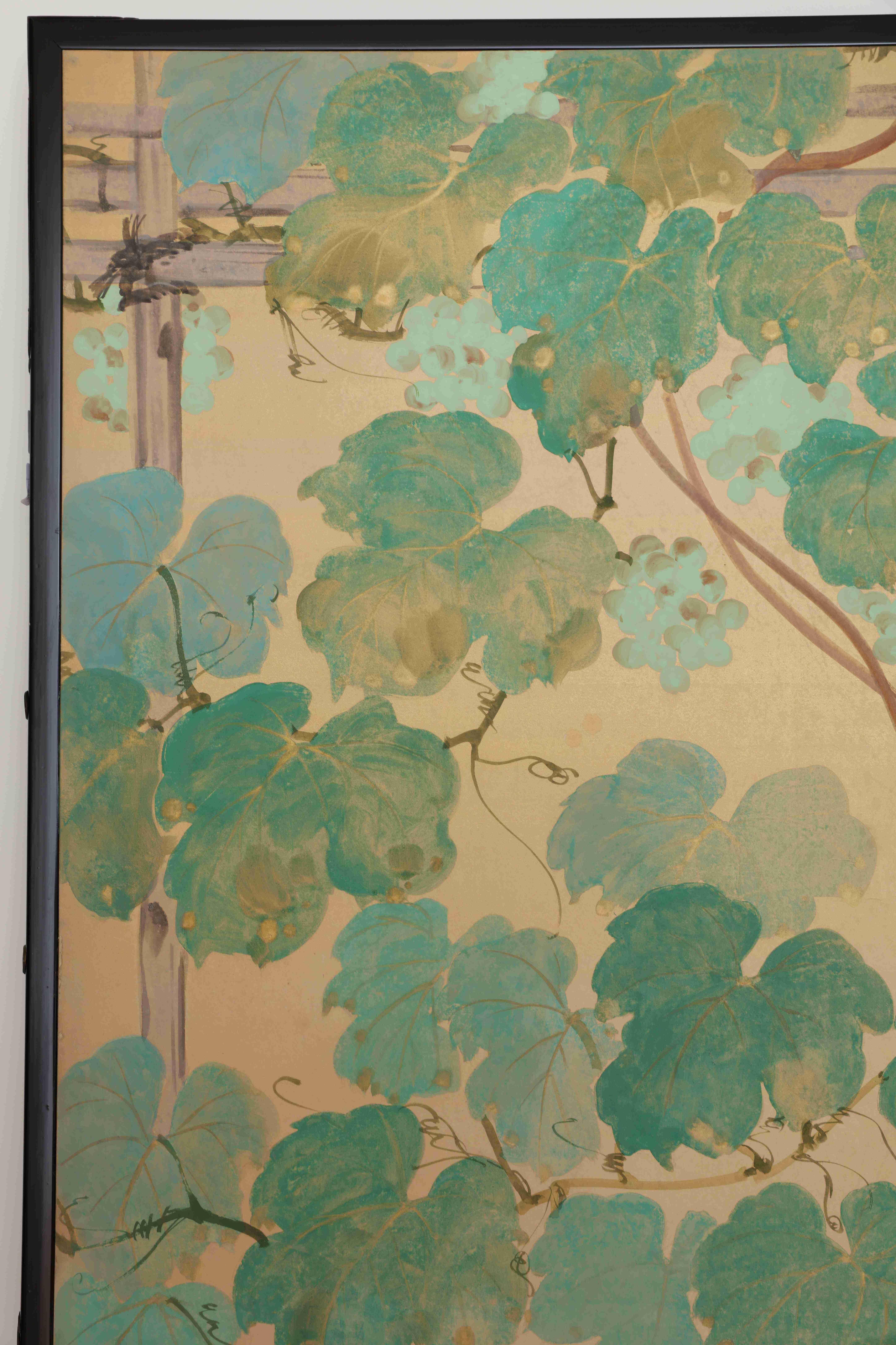 Paper Pair of Six-Panel Screens, Sheep by Trees For Sale