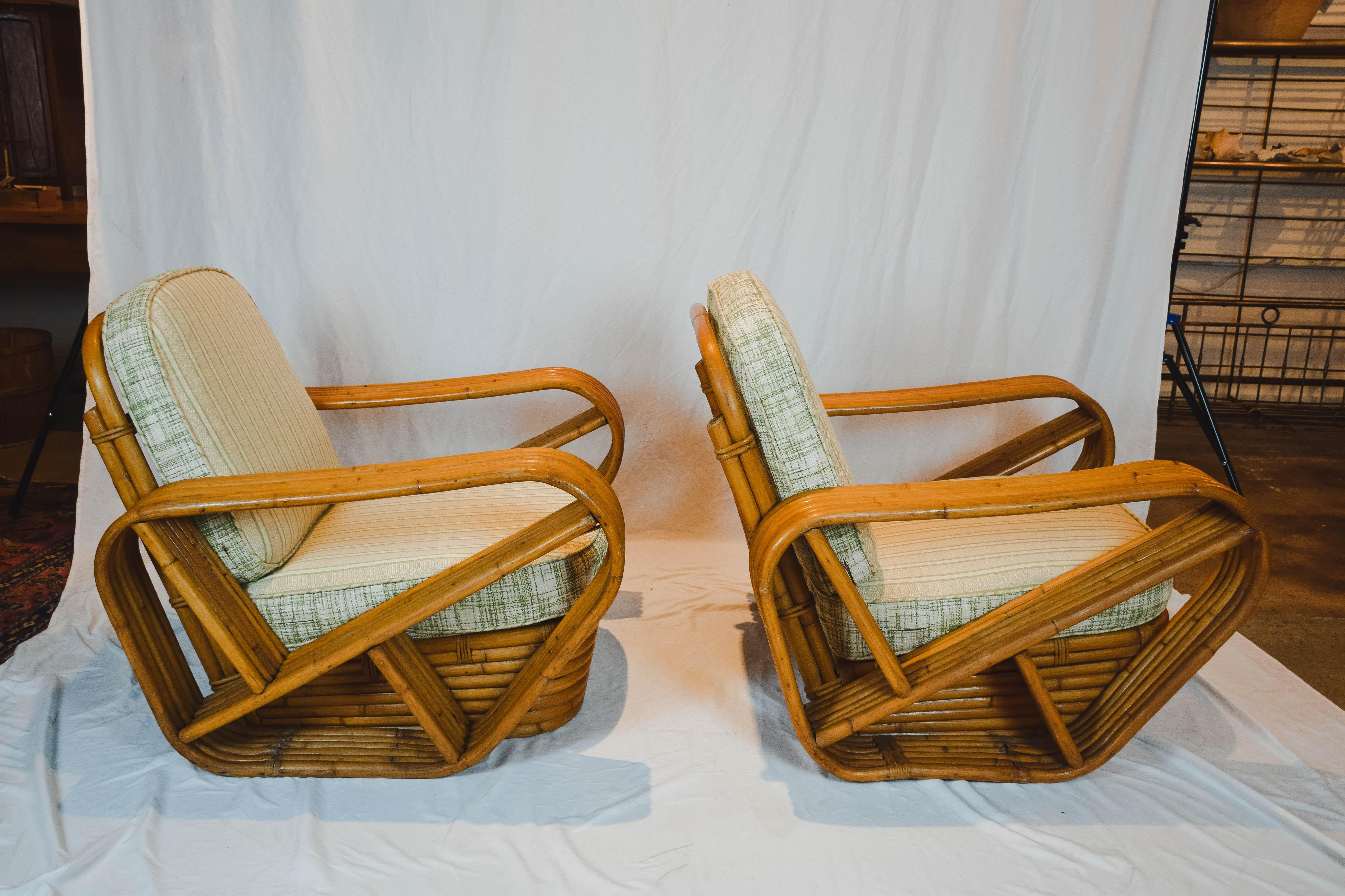 American Pair of Six-Strand Pretzel Lounge Chairs Attributed to Paul Frankl