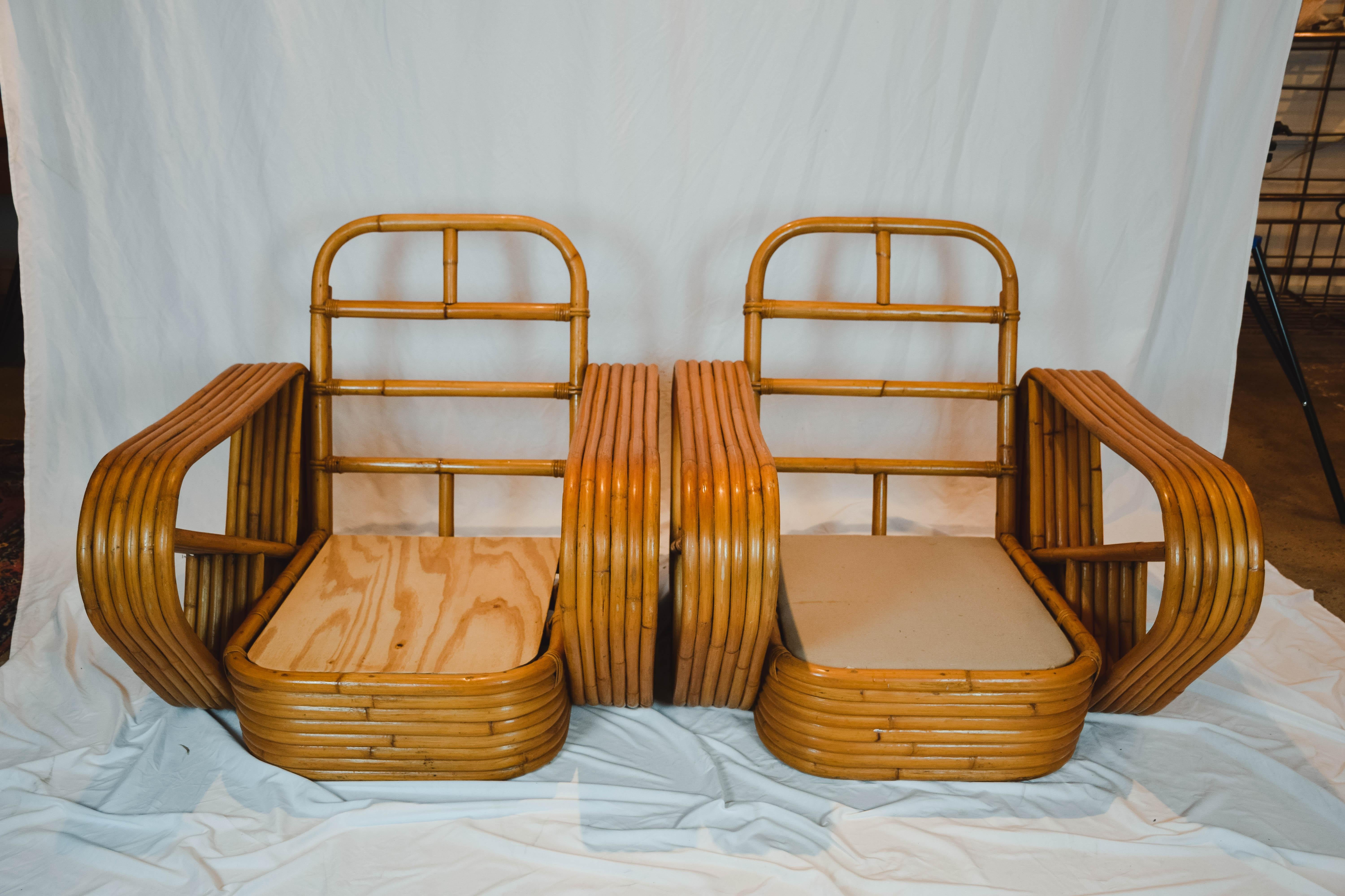 Pair of Six-Strand Pretzel Lounge Chairs Attributed to Paul Frankl 3