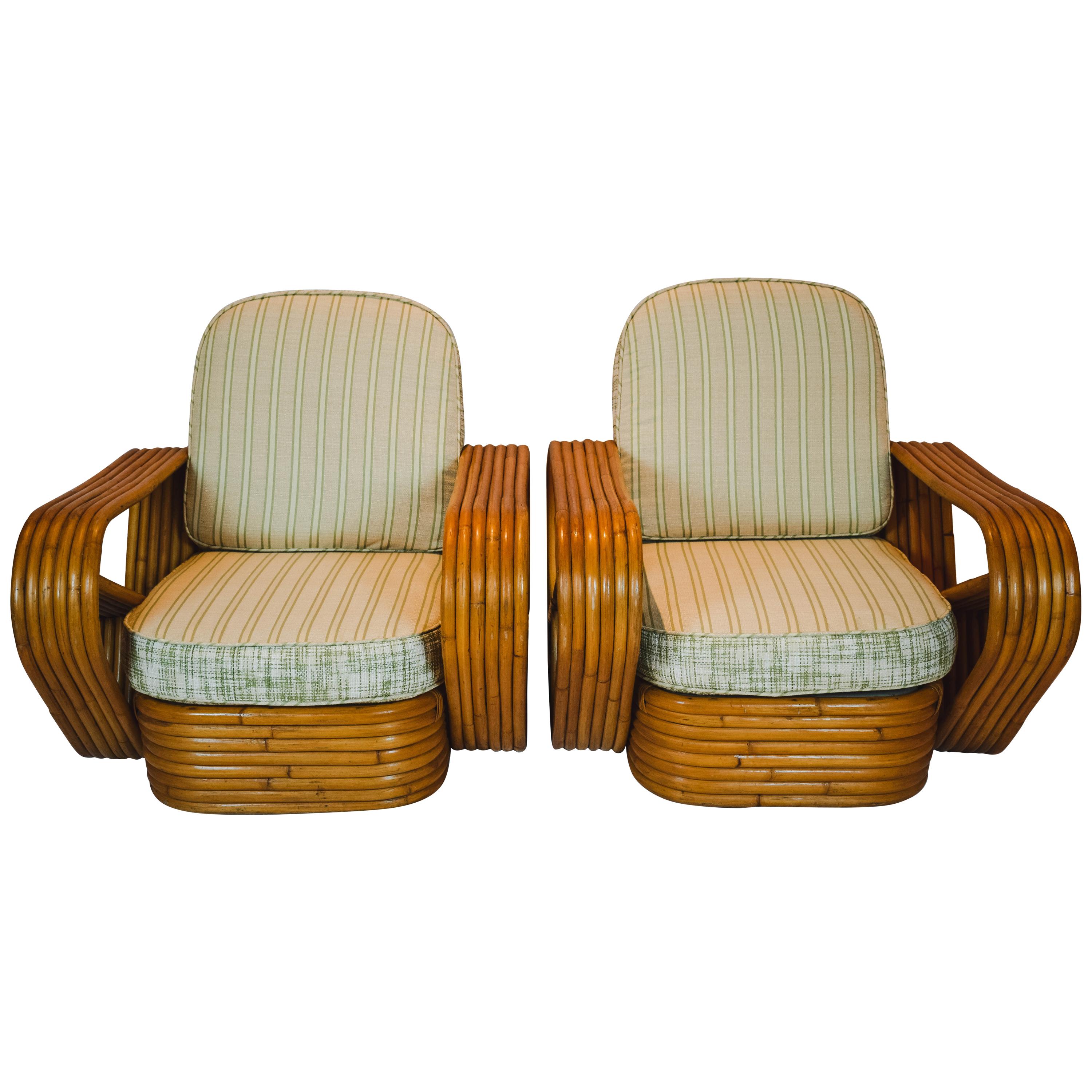 Pair of Six-Strand Pretzel Lounge Chairs Attributed to Paul Frankl